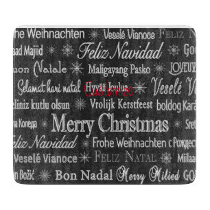 Tabla De Cortar Thunder_Cove de Navidad Feliz en varios idiomas