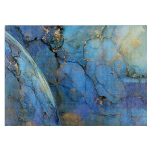 Tabla De Cortar tierra de la oreja cifi abstracta de oro azul