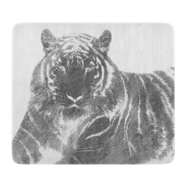 Tabla De Cortar Tigre blanco y negro (Anverso)
