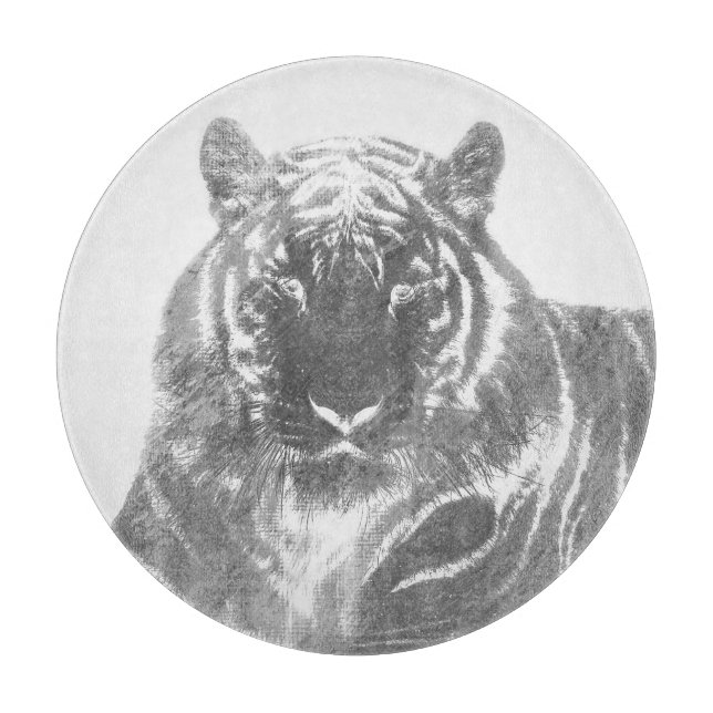 Tabla De Cortar Tigre negro y blanco (Anverso)