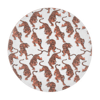 Tabla De Cortar Tigres de época, patrón sin costuras dibujado a ma