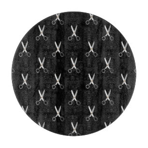 Tabla De Cortar Tijeras Antiguas Patrón Minimalista Negro