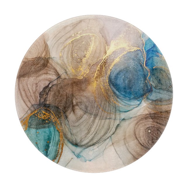 Tabla De Cortar Tinta Alcohólica, Abstracto Mineral Blanqueado. (Anverso)