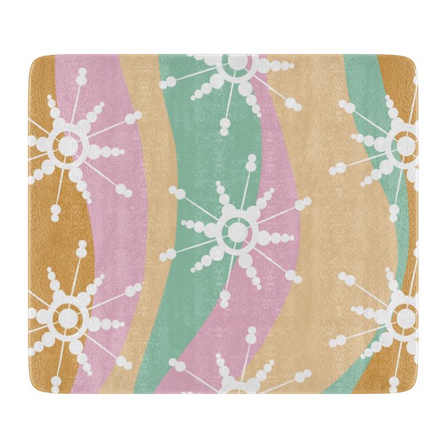 Tabla De Cortar Tinte de Atadura Líquido Retro Groovy Navidad Beig (Anverso)