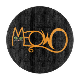 Tabla De Cortar Tipografía de gato maullido NARANJA