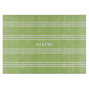 Tabla De Cortar Tiras verdes limadas personalizado monograma table