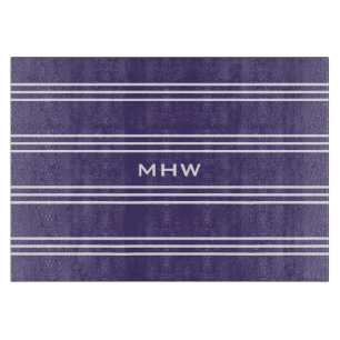 Tabla De Cortar Tiras violetas personalizado monograma tableros de
