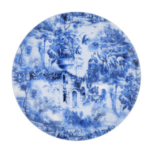 Tabla De Cortar Toile Chinoiserie, sauce azul, china azul
