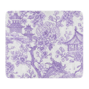 Tabla De Cortar Toile de chinoiserie púrpura dragón flor de cerezo