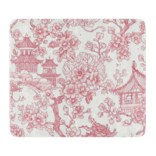 Tabla De Cortar Toile de Chinoiserie Rosa Dragón Flor de Cerezo