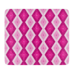 Tabla De Cortar Tonos del patrón de diamantes de fucsia
