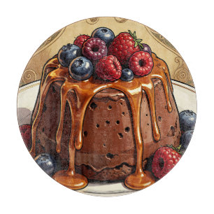 Tabla De Cortar Torta de bayas de caramelo de chocolate decadente