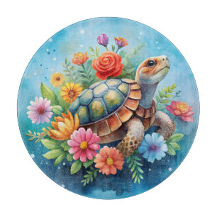 Tabla De Cortar Tortuga floral