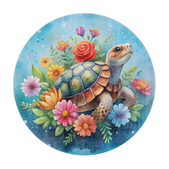 Tabla De Cortar Tortuga floral (Anverso)