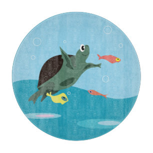 Tabla De Cortar Tortuga Marina Adorable Bajo el Arte Marino