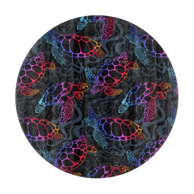 Tabla De Cortar Tortuga marina psicodélica: Boho Ocean (Anverso)