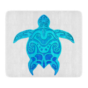 Tabla De Cortar Tortuga tribal azul