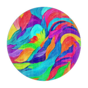 Tabla De Cortar Toruados de Arcoíris Vibrante Arte Abstracto