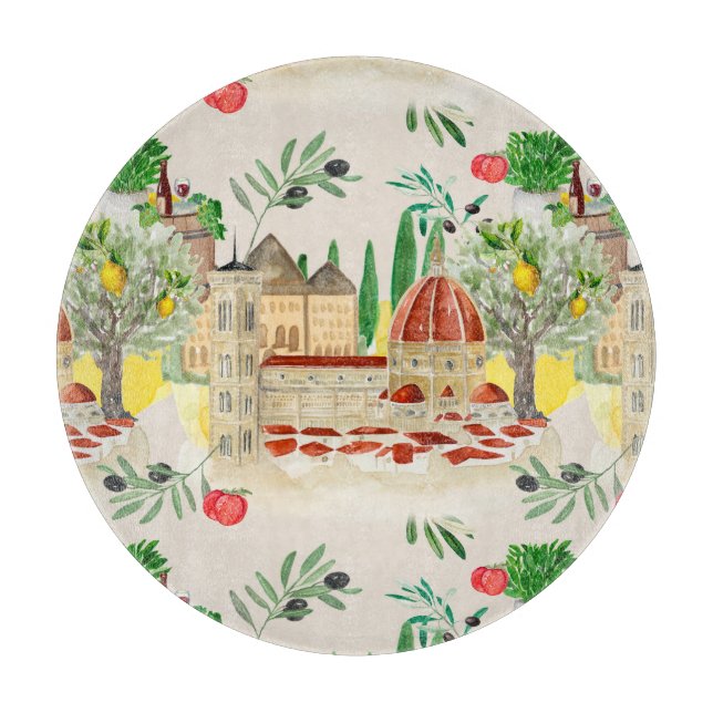 Tabla De Cortar Toscana, Toscana, Italia, aceitunas, limones, toma (Anverso)