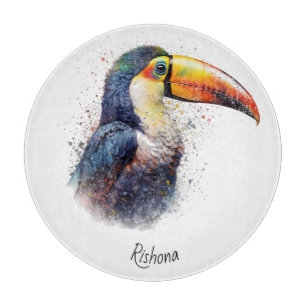 Tabla De Cortar Toucan Acuarela Estilo Regalo Cocina Tropical