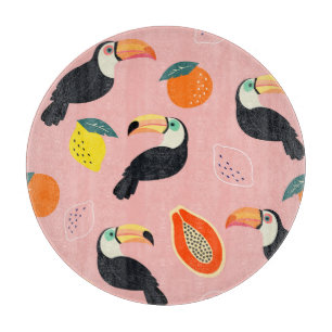 Tabla De Cortar Toucan con abstracto Frutos Tropicales