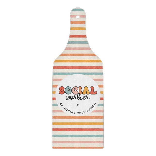 Tabla De Cortar Trabajador social retro personalizado (Anverso)