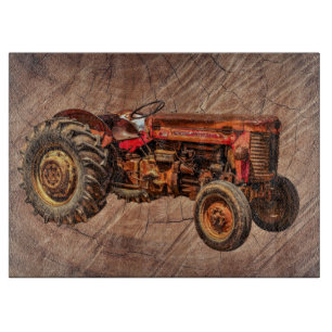 Tabla De Cortar Tractor rojo antiguo