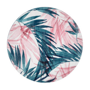 Tabla De Cortar Transparent Tropical: Abstracta acuarela floral.