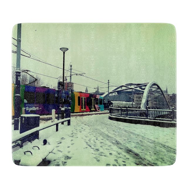 Tabla De Cortar Tranvía a rayas , con puente (Anverso)