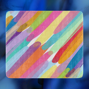 Tabla De Cortar Trazos de color diagonales, pintura abstracta