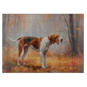 Tabla De Cortar Treeing Walker Coonhound en Hojas de Otoño que Cae