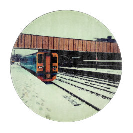 Tabla De Cortar Tren amarillo y turquesa