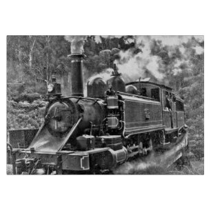 Tabla De Cortar Tren de vapor del patrimonio blanco y negro