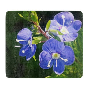 Tabla De Cortar Tres flores azules