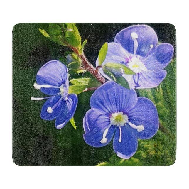 Tabla De Cortar Tres flores azules (Anverso)