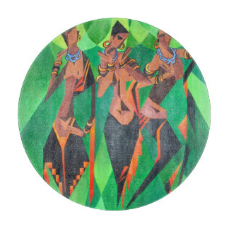 Tabla De Cortar Tres mujeres negras tradicionales étnicas bailando