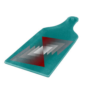 Tabla De Cortar Triángulos grises verde azulados en burdeos