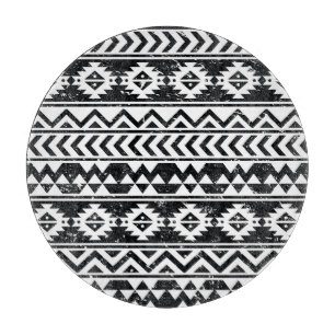 Tabla De Cortar Tribal azteca: patrón blanco grunge.