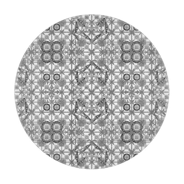 Tabla De Cortar Tribal Batik - gris / gris, negro y blanco (Anverso)