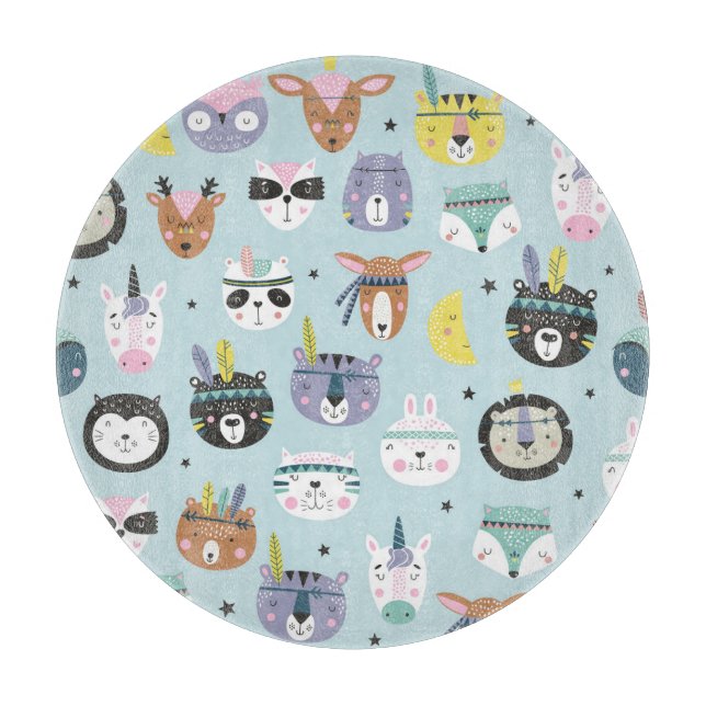 Tabla De Cortar Tribal de animales salvajes: Patrón Boho (Anverso)