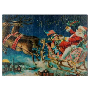 Tabla De Cortar Trineo vintage de Santa Claus Navidad Vacaciones