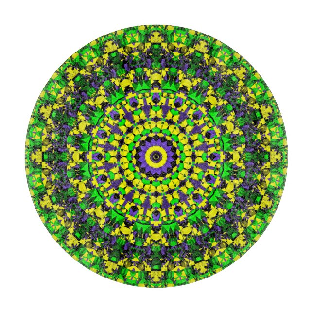 Tabla De Cortar Trippy Groovy Retro Hippie colorido Mandala Art (Anverso)
