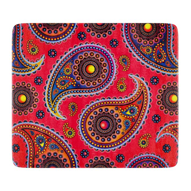Tabla De Cortar Trippy Hippy Retro Paisley (Anverso)