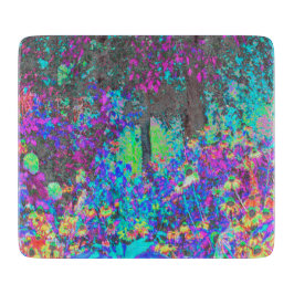 Tabla De Cortar Trippy Lime Green y Purple Garden Sunrise