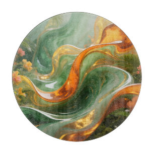 Tabla De Cortar Tropical Esmeralda Ámbar Remolino