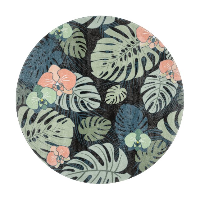 Tabla De Cortar Tropical Exótico: Patrón Floral (Anverso)