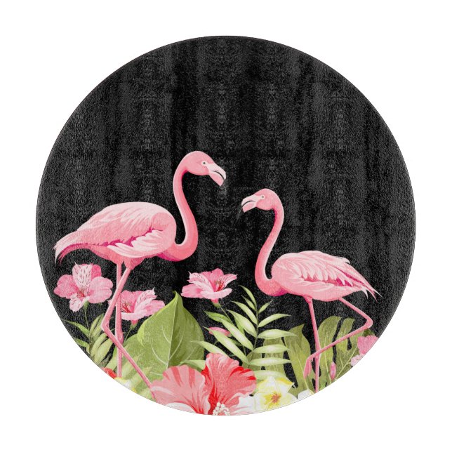 Tabla De Cortar Tropical Flowers And Flamingos (Anverso)