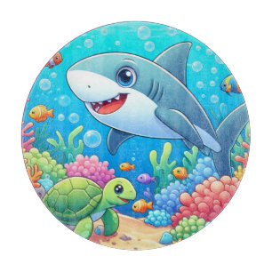 Tabla De Cortar Tropical/Hawái tiburón y tortuga submarinos colori