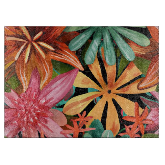 Tabla De Cortar tropical/hawaiano/floral/floral (Anverso)