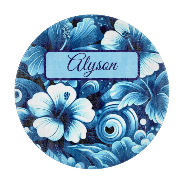 Tabla De Cortar Tropical Hawaiian Flowers Hibiscus Personalized (Anverso)